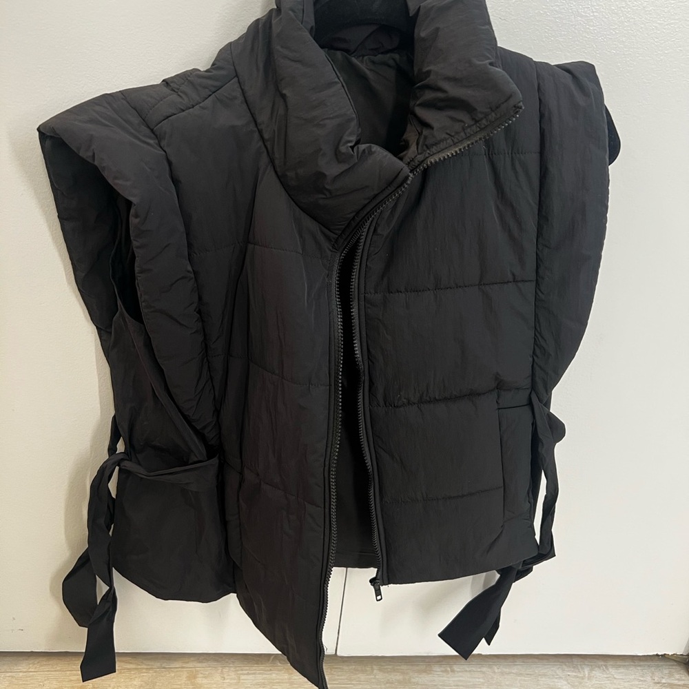 Black Puffer Vest with Side Ties